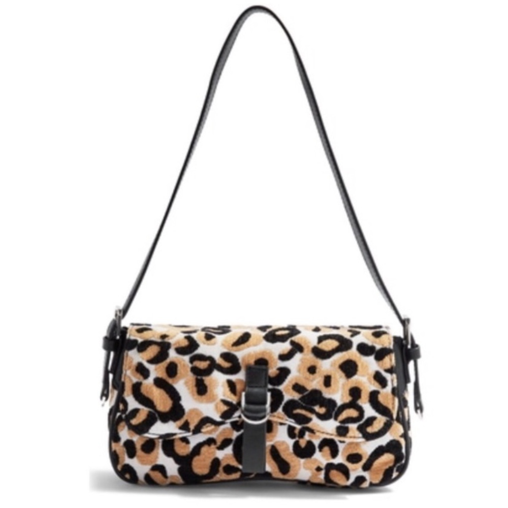 TOPSHOP Zambia Shoulder Bag Textured Leopard Print Leather Adjustable Strap